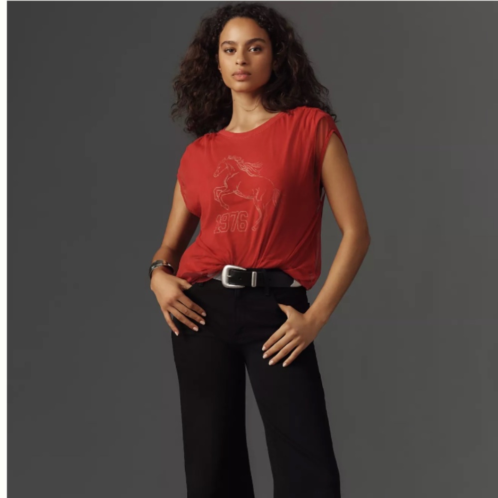 Anthropologie Pilcro Graphic Band Tulle Tee